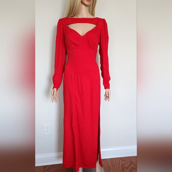 Reformation dress red kalani holiday christmas valentines slim sz.8 nwt - Picture 7 of 8